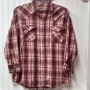DC Brand Plaid Western Snap Shirt XL Vintage